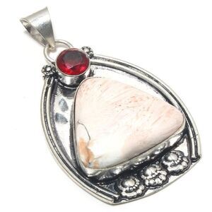 Scolecite Ruby Gemstone 925 Silver Jewelry Pendant 2.3"